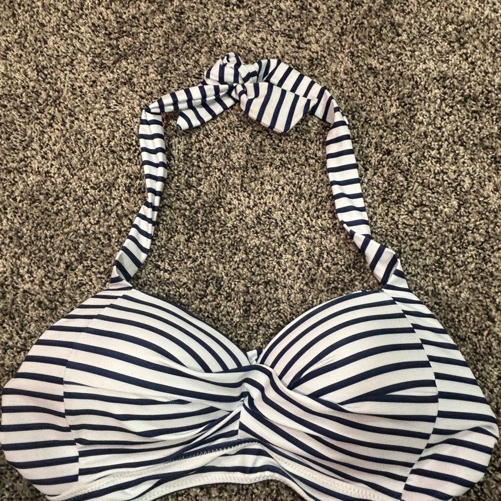Tempted Navy and White Striped Bikini Top